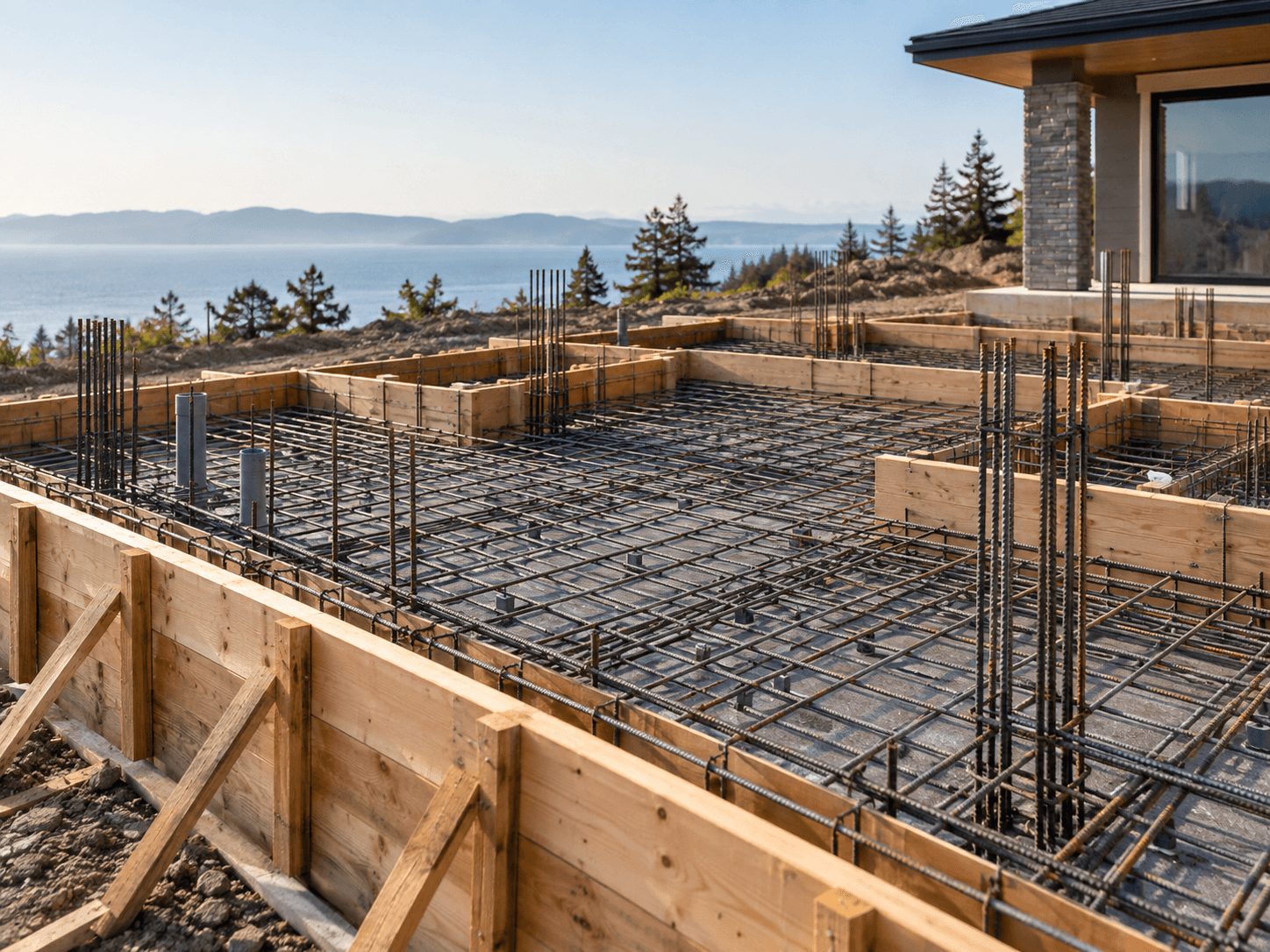 Concrete formwork and reinforcement