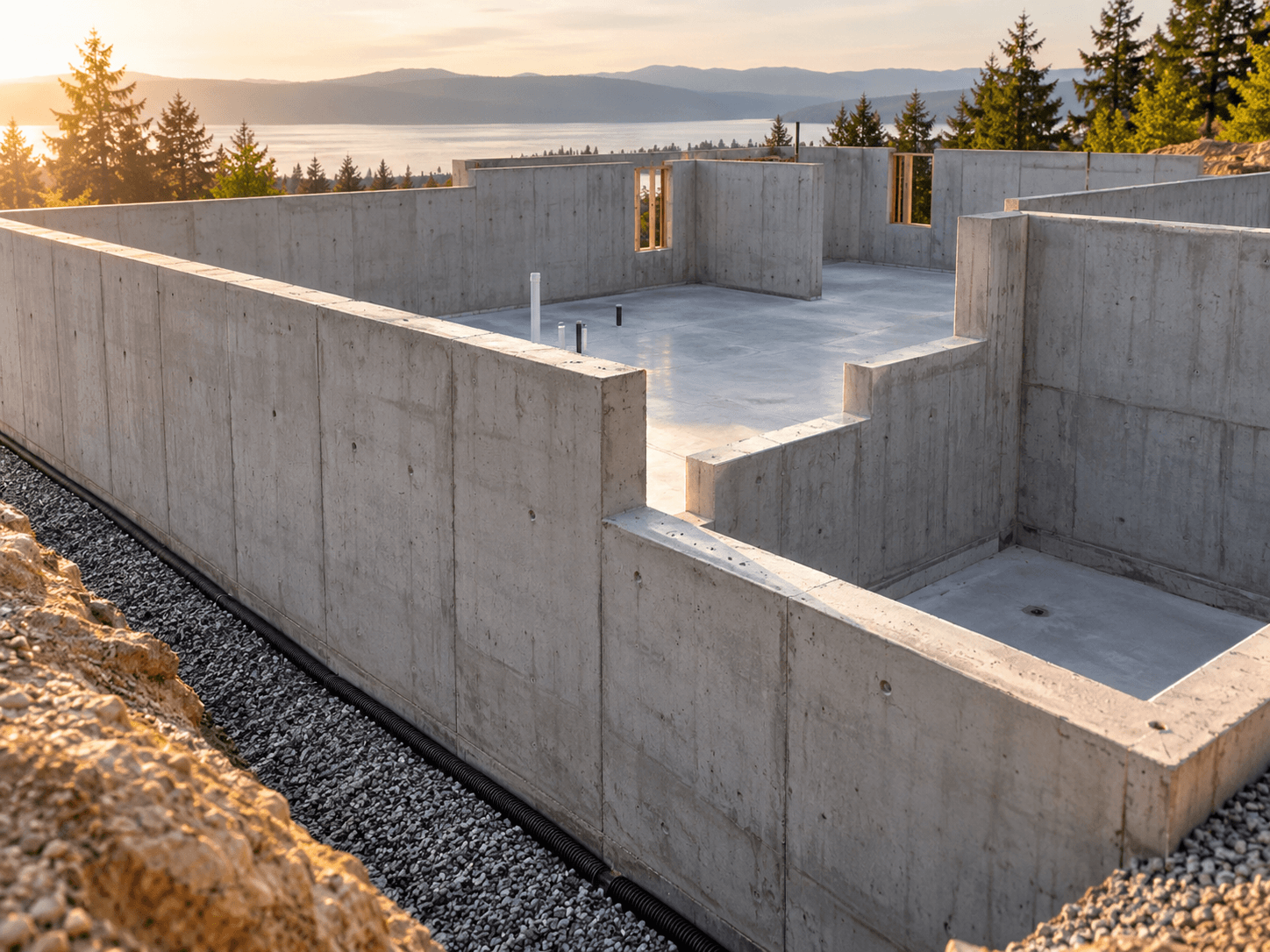 Poured concrete foundation walls